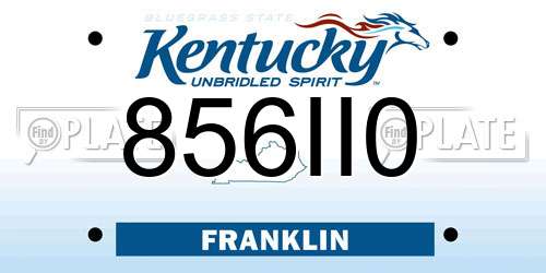 856II0 Kentucky License Plate