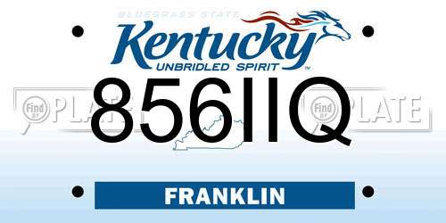 856IIQ Kentucky License Plate