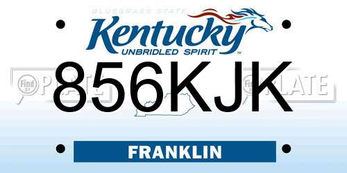 856KJK Kentucky License Plate