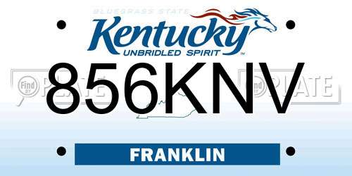 856KNV Kentucky License Plate