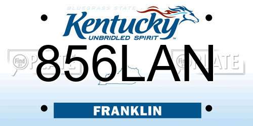 856LAN Kentucky License Plate