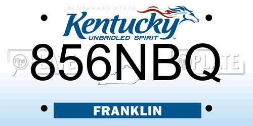 856NBQ Kentucky License Plate