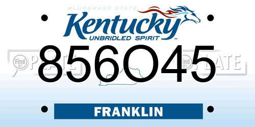 856O45 Kentucky License Plate