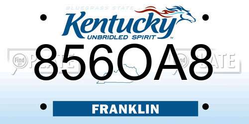 856OA8 Kentucky License Plate
