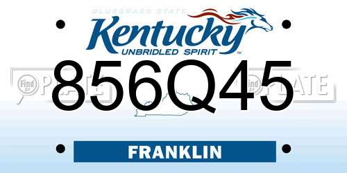 856Q45 Kentucky License Plate