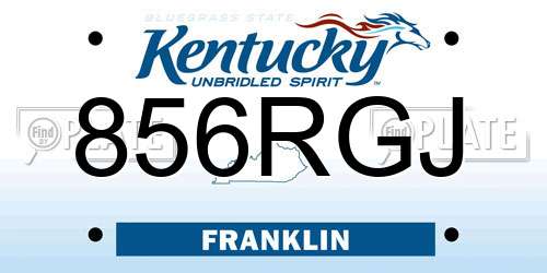 856RGJ Kentucky License Plate