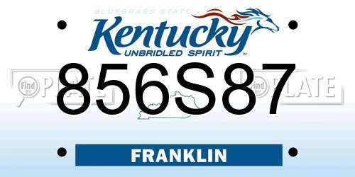 856S87 Kentucky License Plate
