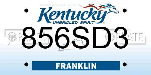 856SD3 Kentucky License Plate