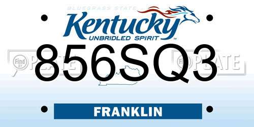 856SQ3 Kentucky License Plate
