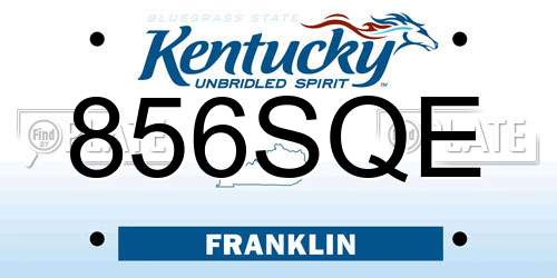 856SQE Kentucky License Plate