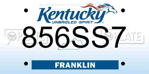 856SS7 Kentucky License Plate
