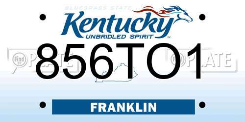 856TO1 Kentucky License Plate