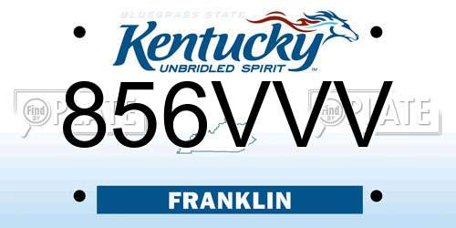 856VVV Kentucky License Plate