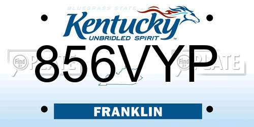 856VYP Kentucky License Plate