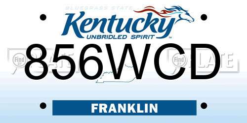 856WCD Kentucky License Plate