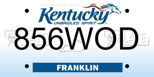 856WOD Kentucky License Plate