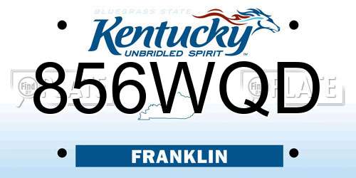 856WQD Kentucky License Plate
