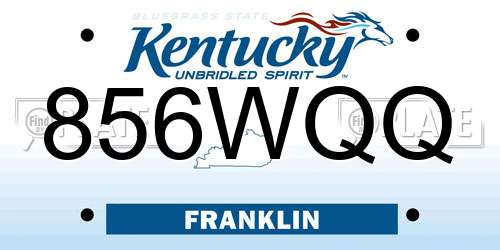 856WQQ Kentucky License Plate