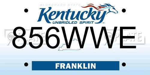 856WWE Kentucky License Plate