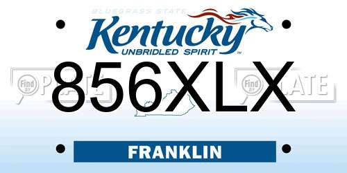 856XLX Kentucky License Plate