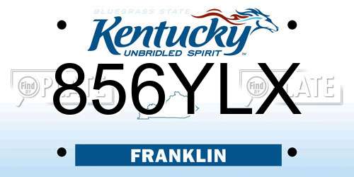 856YLX Kentucky License Plate