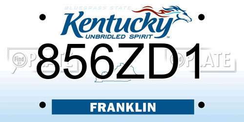 856ZD1 Kentucky License Plate