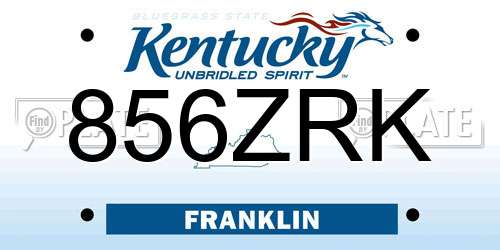 856ZRK Kentucky License Plate