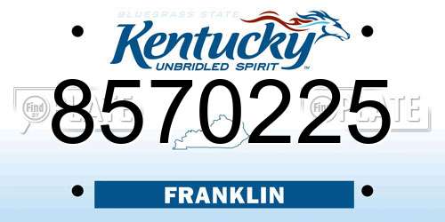 8570225 Kentucky License Plate