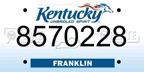 8570228 Kentucky License Plate