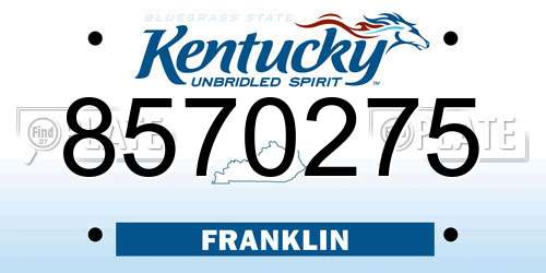 8570275 Kentucky License Plate