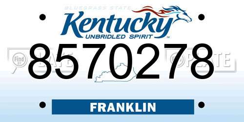 8570278 Kentucky License Plate
