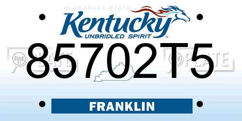 85702T5 Kentucky License Plate