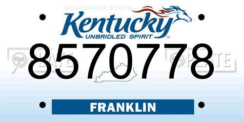8570778 Kentucky License Plate