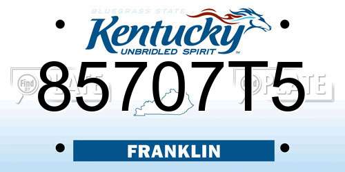 85707T5 Kentucky License Plate