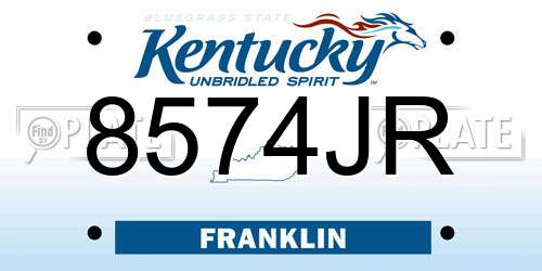8574JR Kentucky License Plate