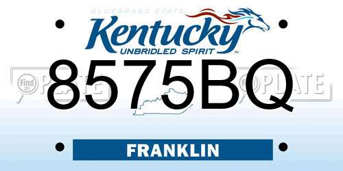 8575BQ Kentucky License Plate