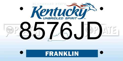 8576JD Kentucky License Plate