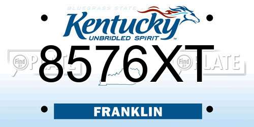 8576XT Kentucky License Plate
