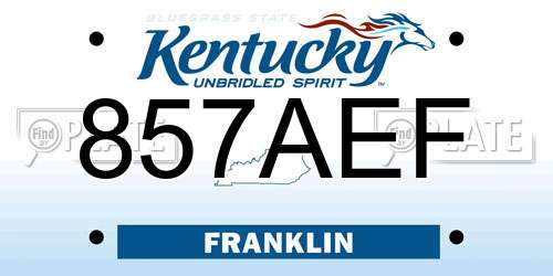 857AEF Kentucky License Plate