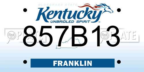 857B13 Kentucky License Plate