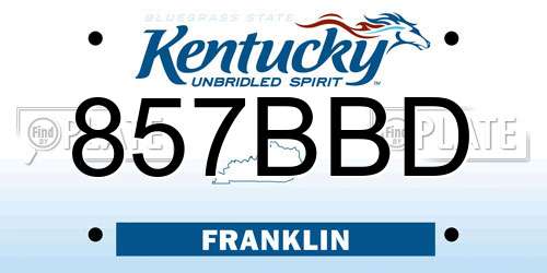 857BBD Kentucky License Plate