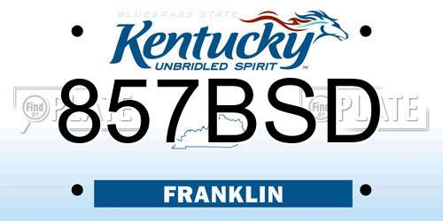 857BSD Kentucky License Plate