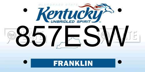 857ESW Kentucky License Plate