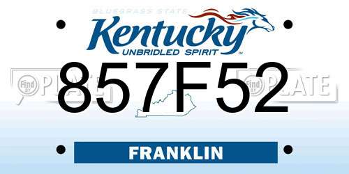 857F52 Kentucky License Plate