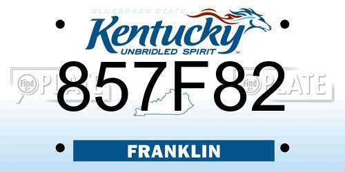 857F82 Kentucky License Plate