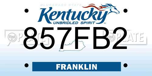 857FB2 Kentucky License Plate