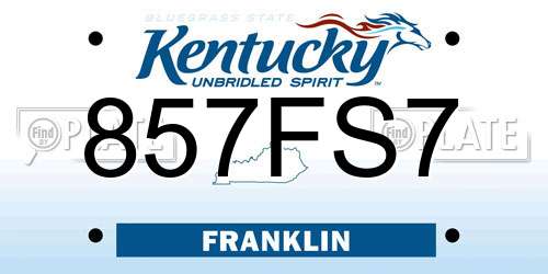 857FS7 Kentucky License Plate