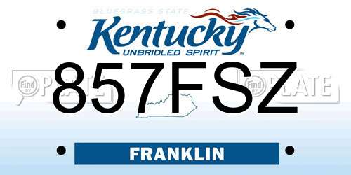 857FSZ Kentucky License Plate