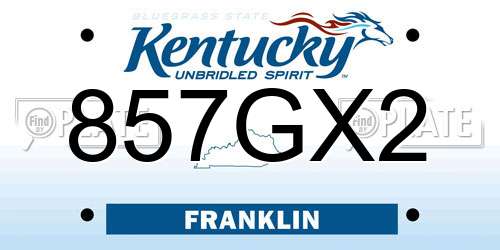 857GX2 Kentucky License Plate