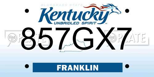 857GX7 Kentucky License Plate
